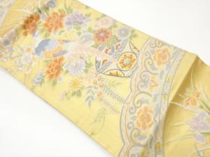 雉に生花模様織出し名古屋帯